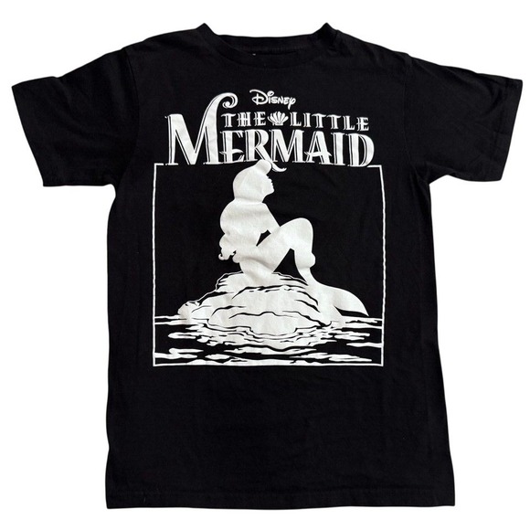 Disney Tops - Disney The Little Mermaid Womens Small Black Ariel‎ Graphic T-Shirt Short Sleeve